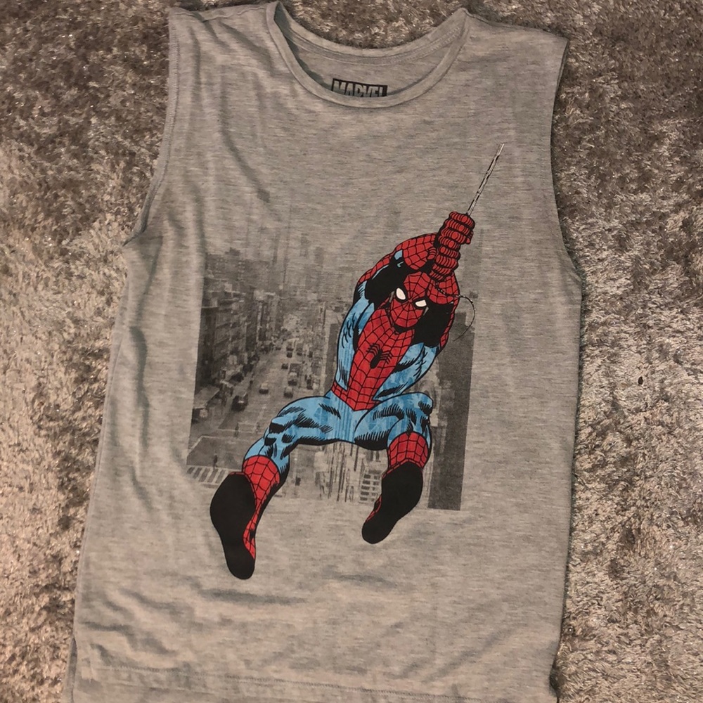 Grey cut off spider man tee